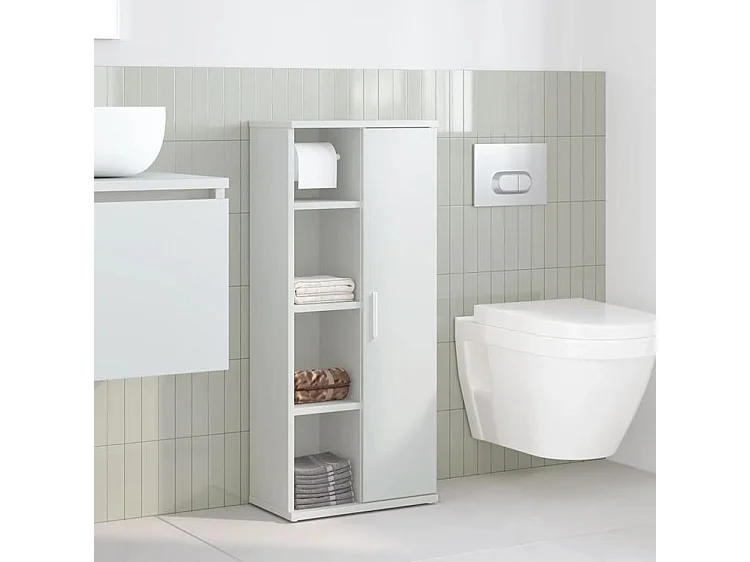 Meuble de salle de bain avec porte-rouleau blanc 39x22x90