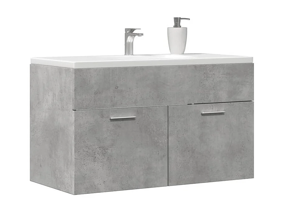 Armoire de lavabo de salle de bain gris béton bois d'ingénierie