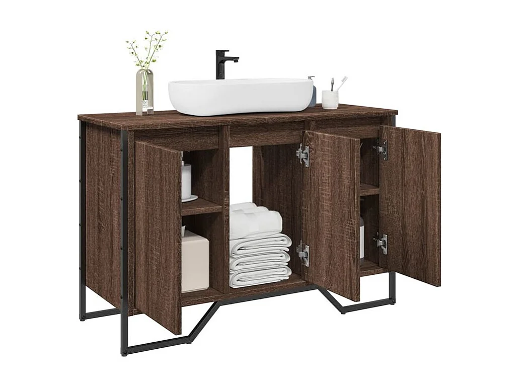 Armoire lavabo de salle de bain chêne marron 91x35x60