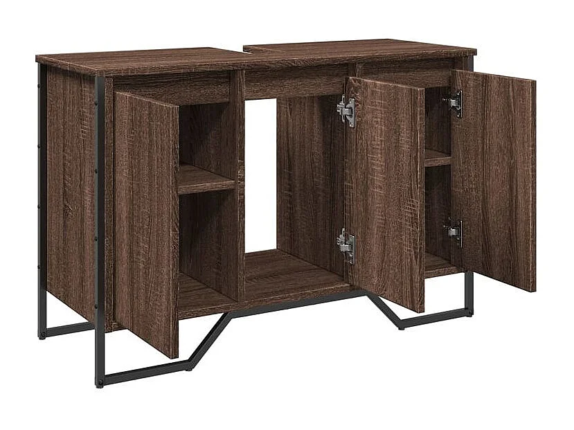 Armoire lavabo de salle de bain chêne marron 91x35x60