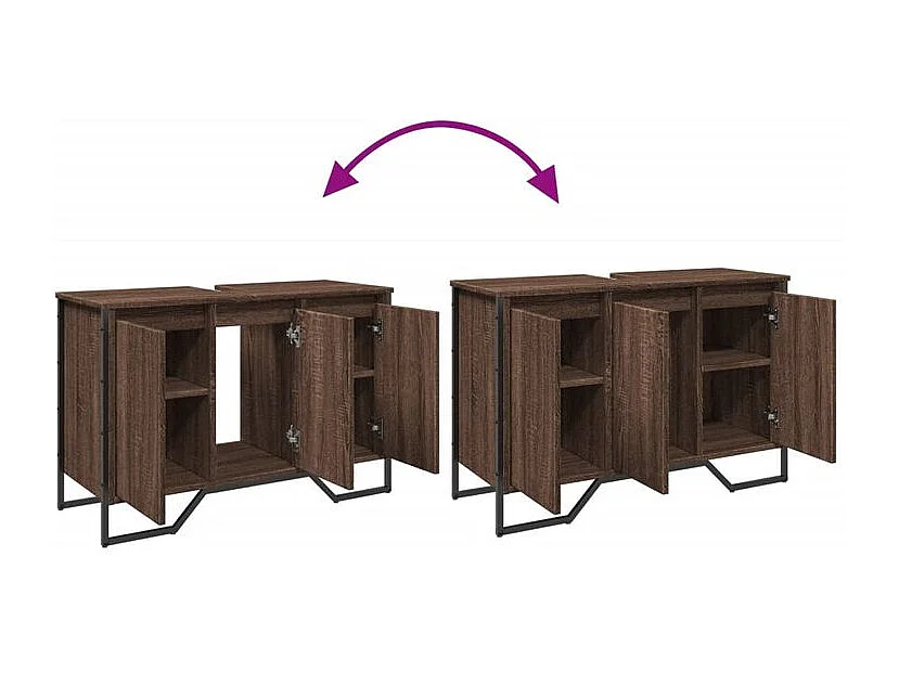 Armoire lavabo de salle de bain chêne marron 91x35x60