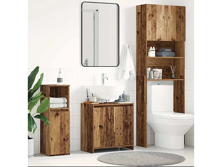 Armoire lavabo de salle de bain vieux bois 60x33x60