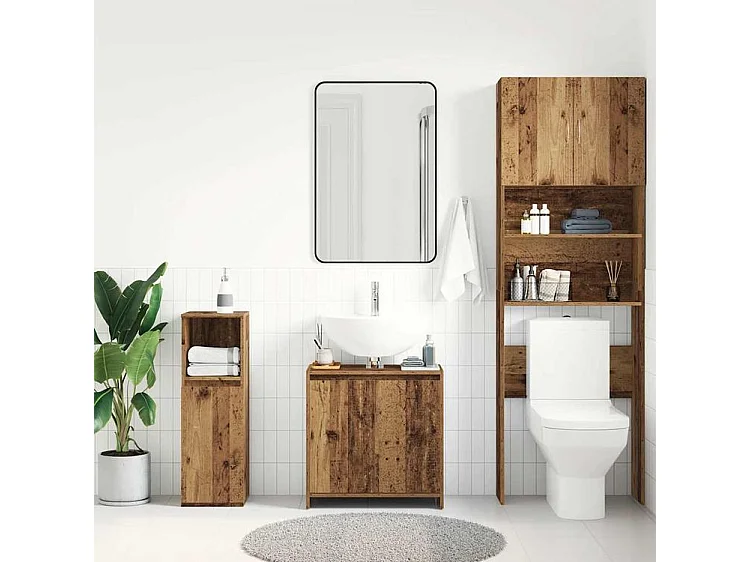 Armoire lavabo de salle de bain vieux bois 60x33x60