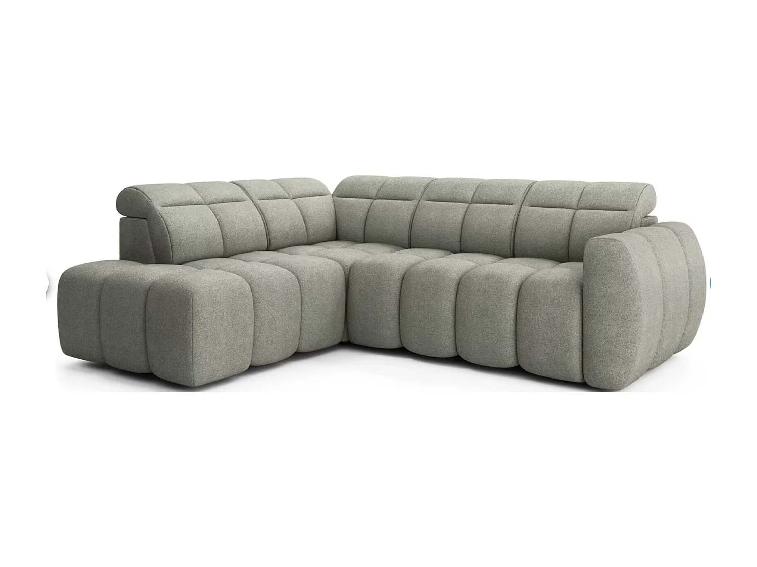 Canapé d’angle convertible 4 places tissu BOBOON 258cm – Coffre de rangement-Vert céladon-angle gauche