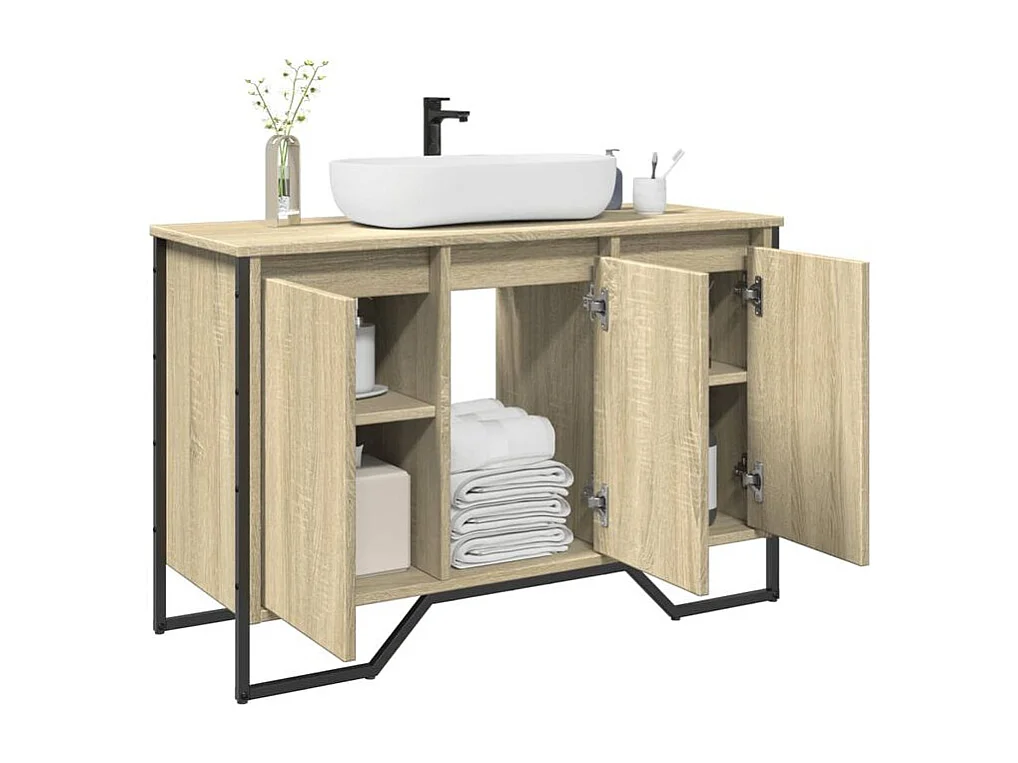 Armoire lavabo de salle de bain chêne sonoma 91x35x60