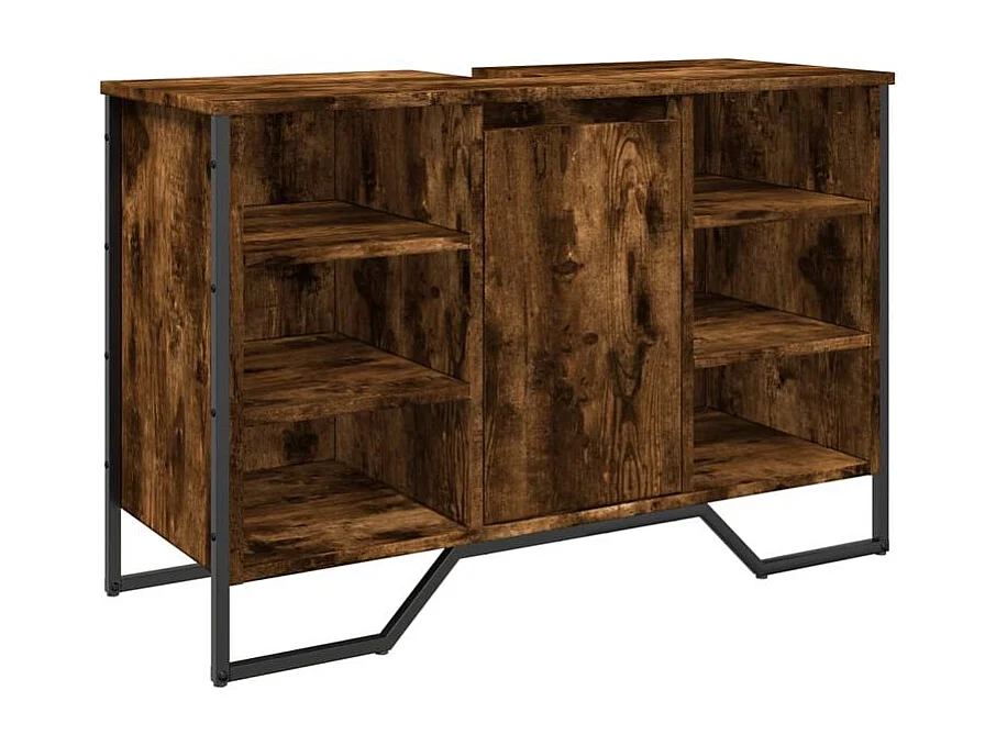 Armoire lavabo de salle de bain chêne fumé 91x35x60