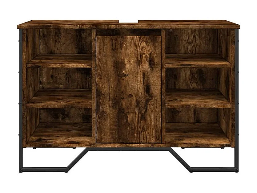 Armoire lavabo de salle de bain chêne fumé 91x35x60