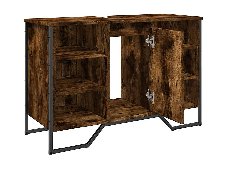 Armoire lavabo de salle de bain chêne fumé 91x35x60