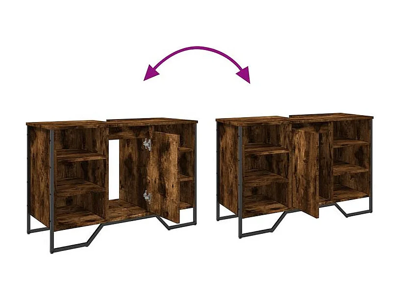 Armoire lavabo de salle de bain chêne fumé 91x35x60