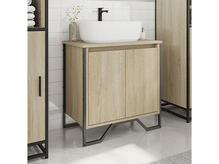 Armoire lavabo de salle de bain chêne sonoma 60x35x60