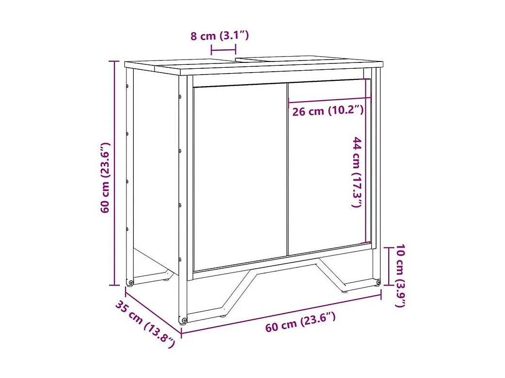 Armoire lavabo de salle de bain chêne sonoma 60x35x60