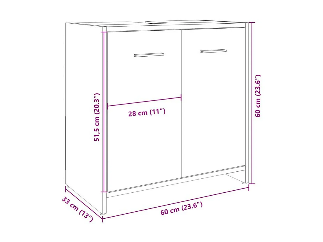 Armoire lavabo de salle de bain chêne sonoma 60x33x60