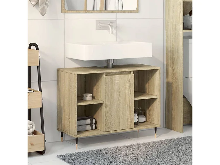 Armoire salle de bain chêne sonoma 80x33x60 bois d'ingénierie
