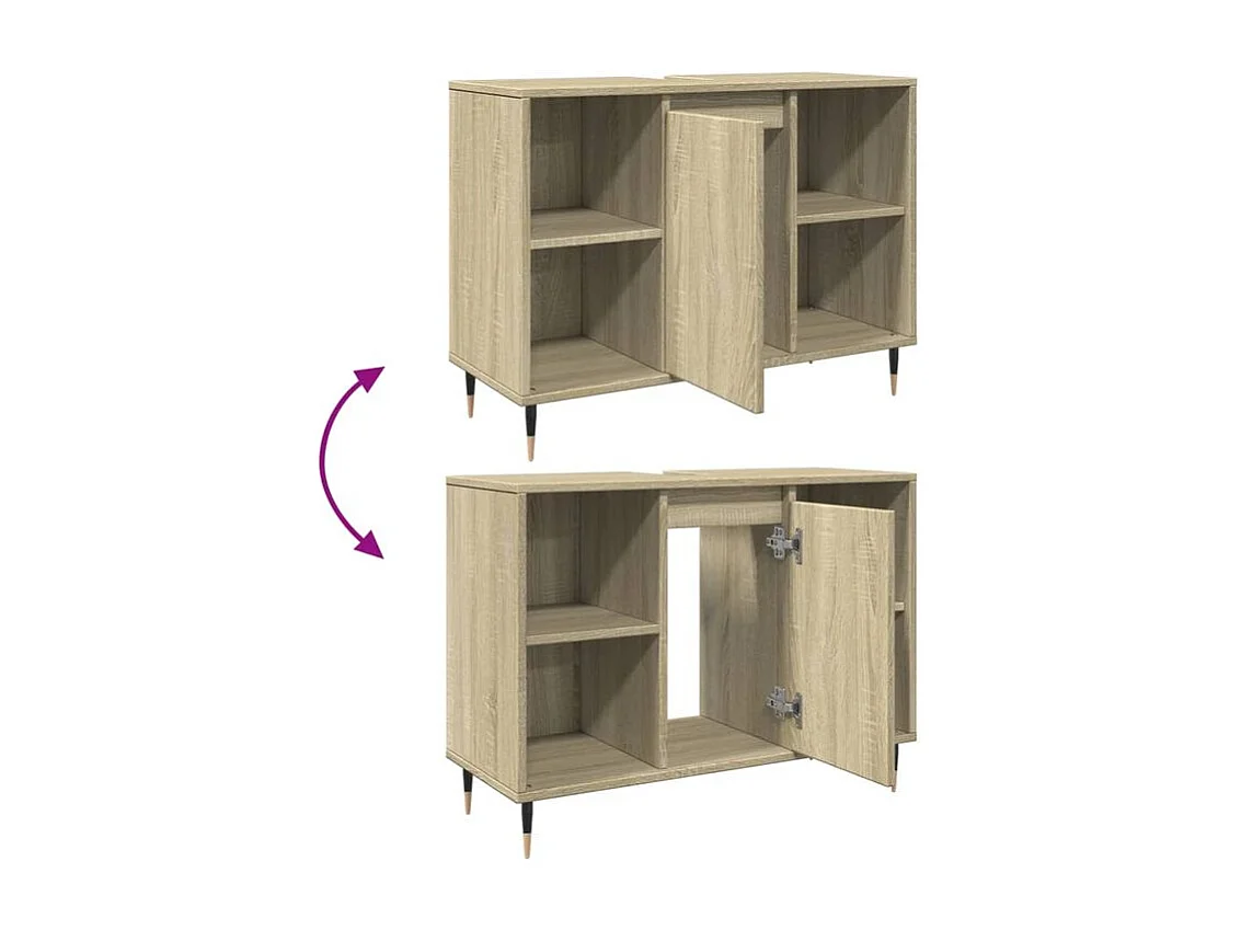 Armoire salle de bain chêne sonoma 80x33x60 bois d'ingénierie