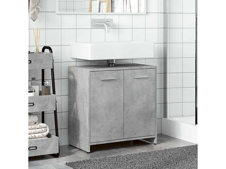 Armoire lavabo de salle de bain gris béton 60x33x60
