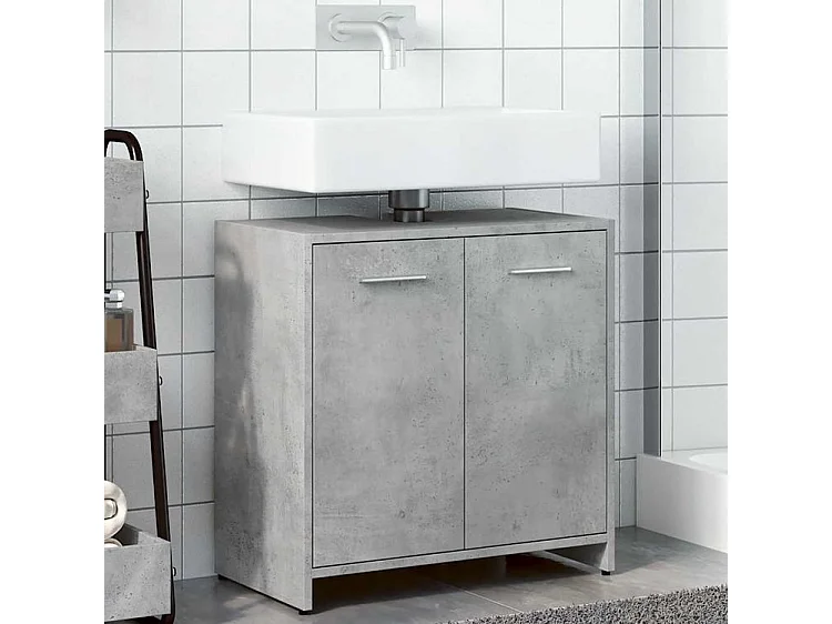 Armoire lavabo de salle de bain gris béton 60x33x60