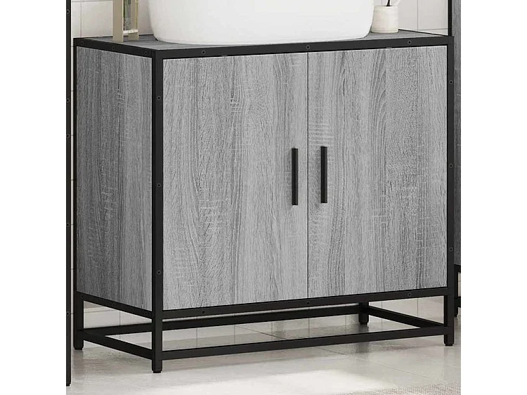 Armoire de lavabo de salle de bain sonoma gris 65x33x60