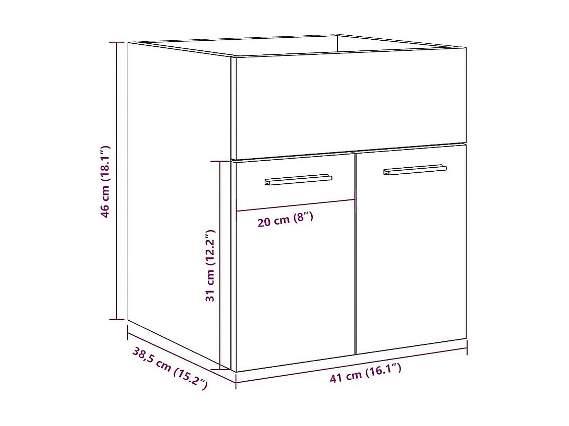 Armoire lavabo de salle de bain chêne sonoma 41x38,5x46