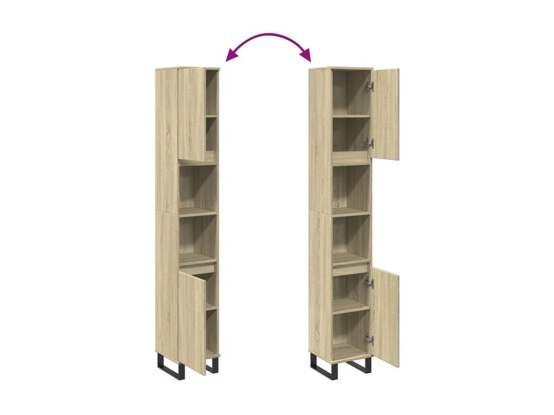 Armoire salle de bain chêne sonoma 30x30x190