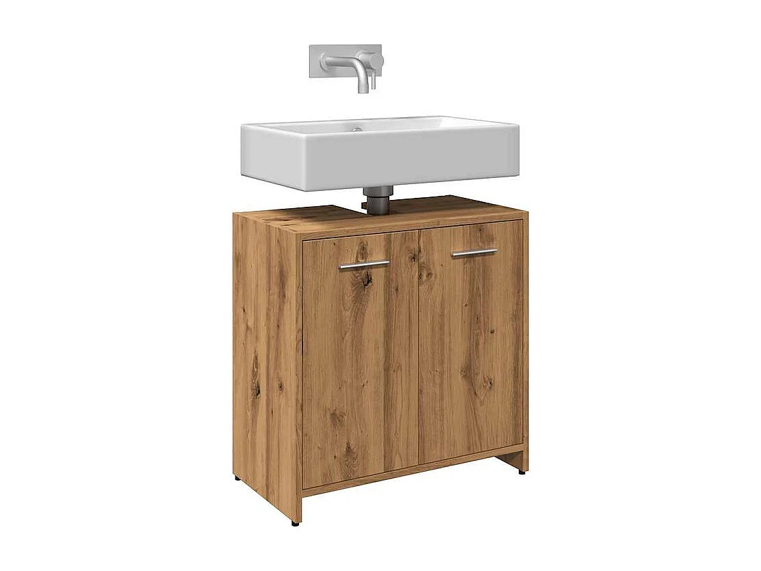 Armoire lavabo de salle de bain chêne artisanal 60x33x60