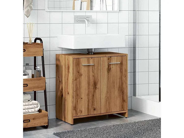 Armoire lavabo de salle de bain chêne artisanal 60x33x60