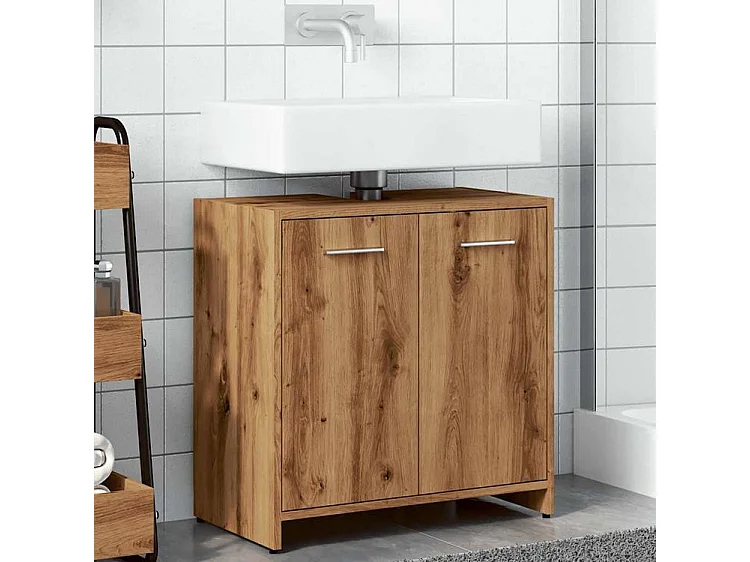 Armoire lavabo de salle de bain chêne artisanal 60x33x60
