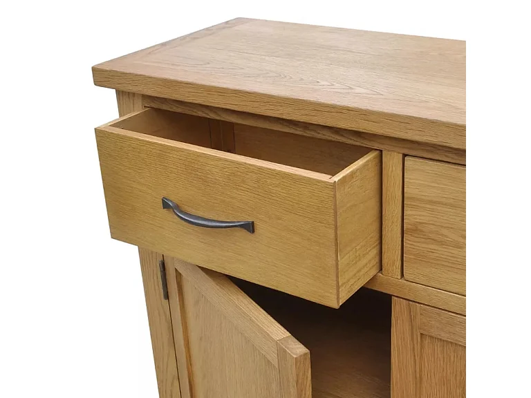 Commode 2 portes 2 tiroirs chêne massif clair Candice