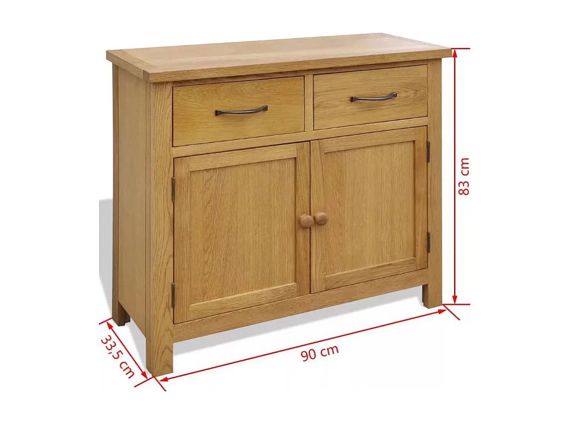 Commode 2 portes 2 tiroirs chêne massif clair Candice