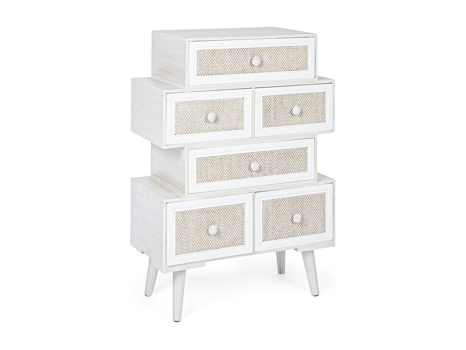 MONTIEL ladekast met 6 laden – Hout & linnen stof