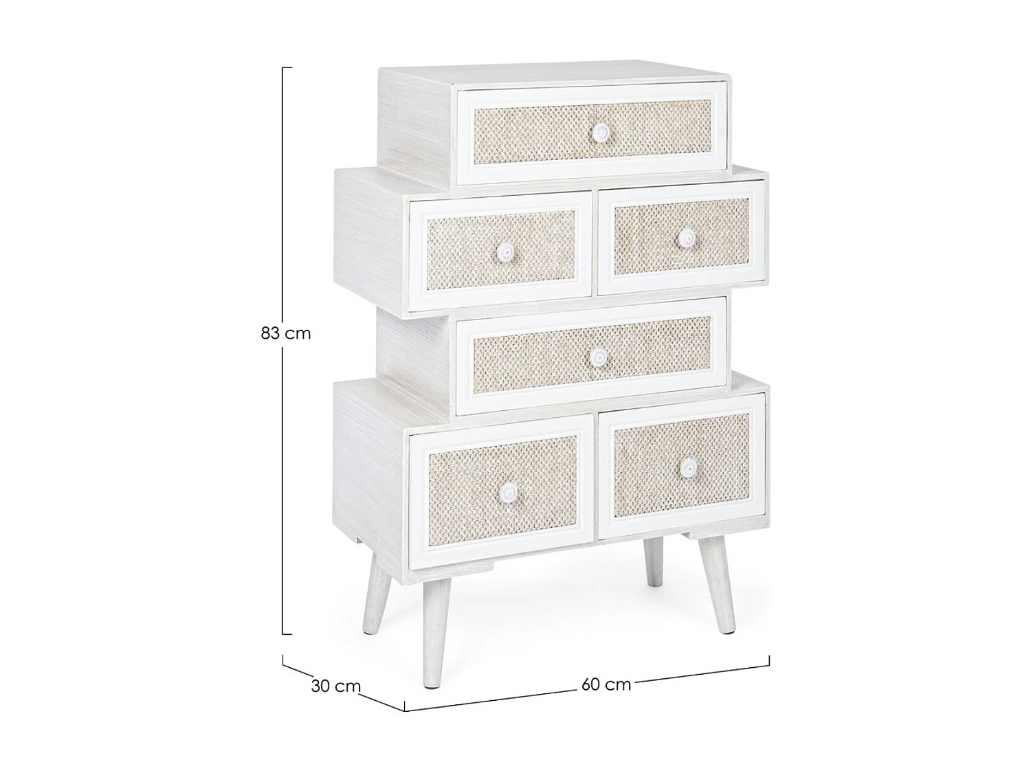 MONTIEL ladekast met 6 laden – Hout & linnen stof