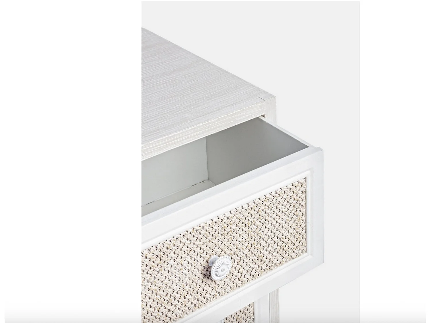 Commode 5 tiroirs MONTIEL – Bois & tissu lin