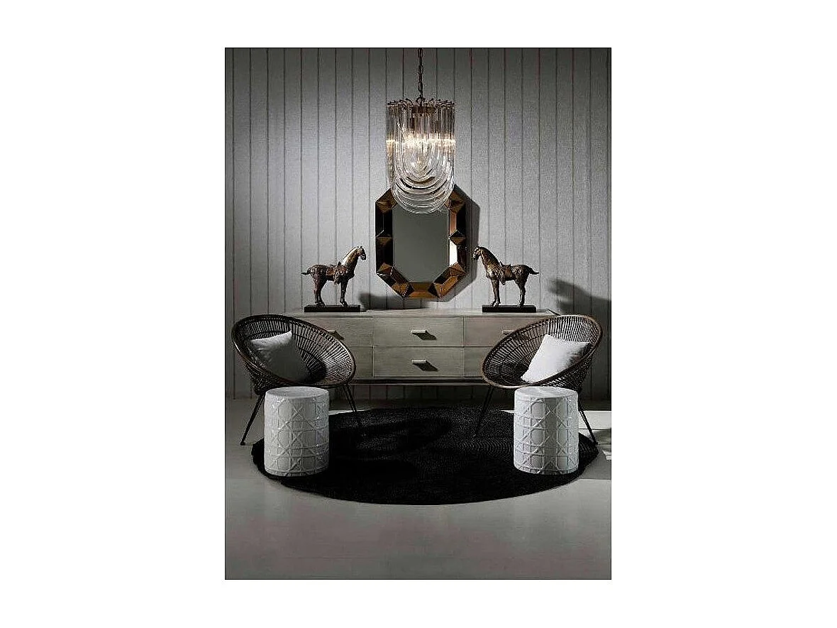 Cómoda de 6 cajones, madera maciza, pintada de gris, L 160 cm