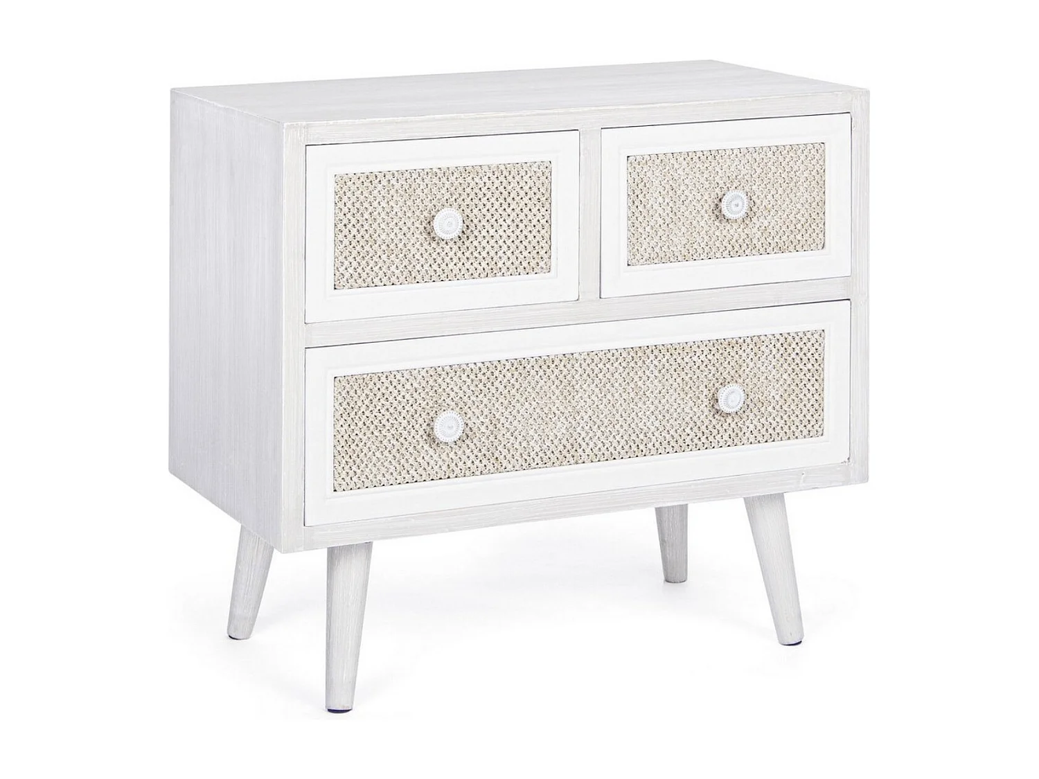 MONTIEL ladekast met 3 laden, 60 cm – Hout & linnen stof