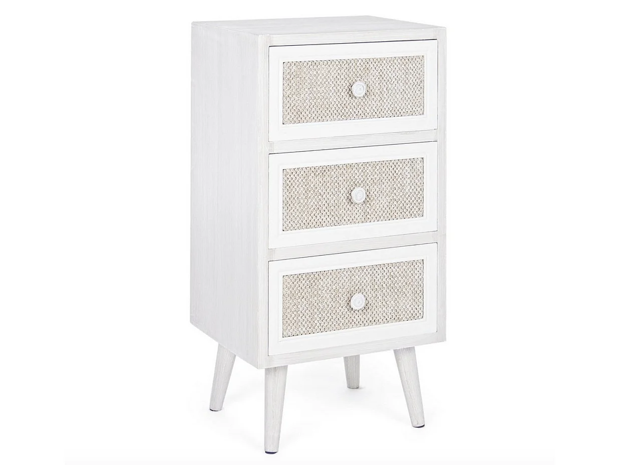 Chiffonnier 3 tiroirs MONTIEL – Bois & tissu lin