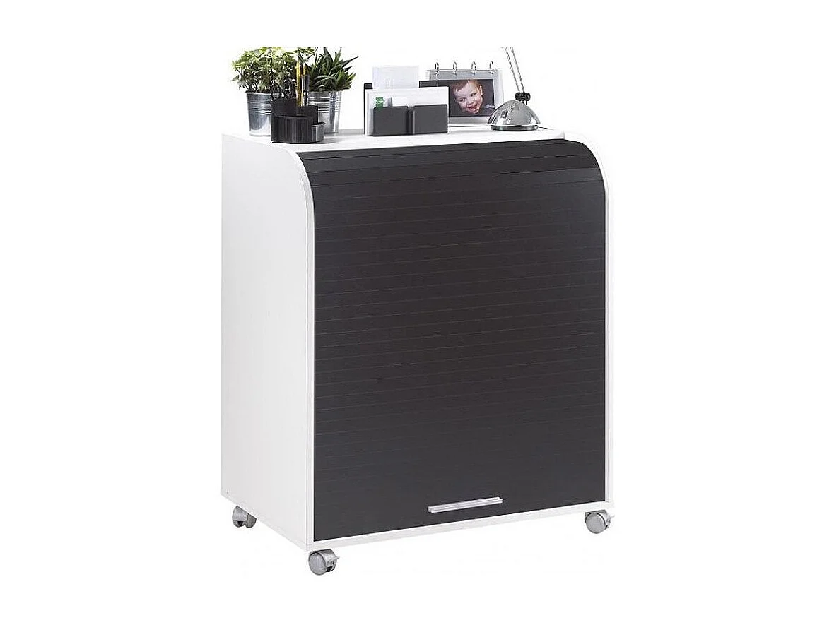 Bureau informatique blanc à rideau noir Must 80cm