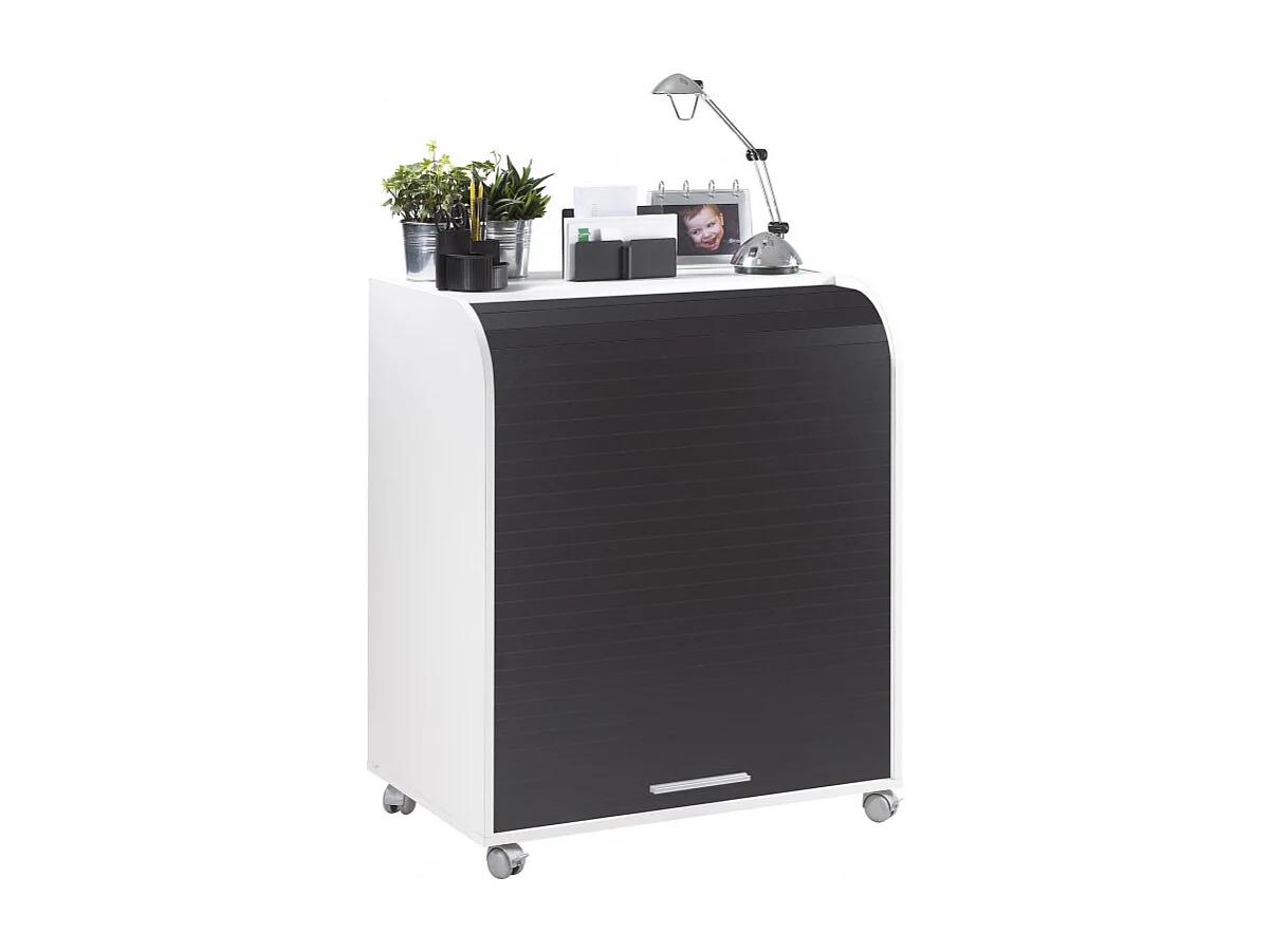 Bureau informatique blanc à rideau noir Must 80cm