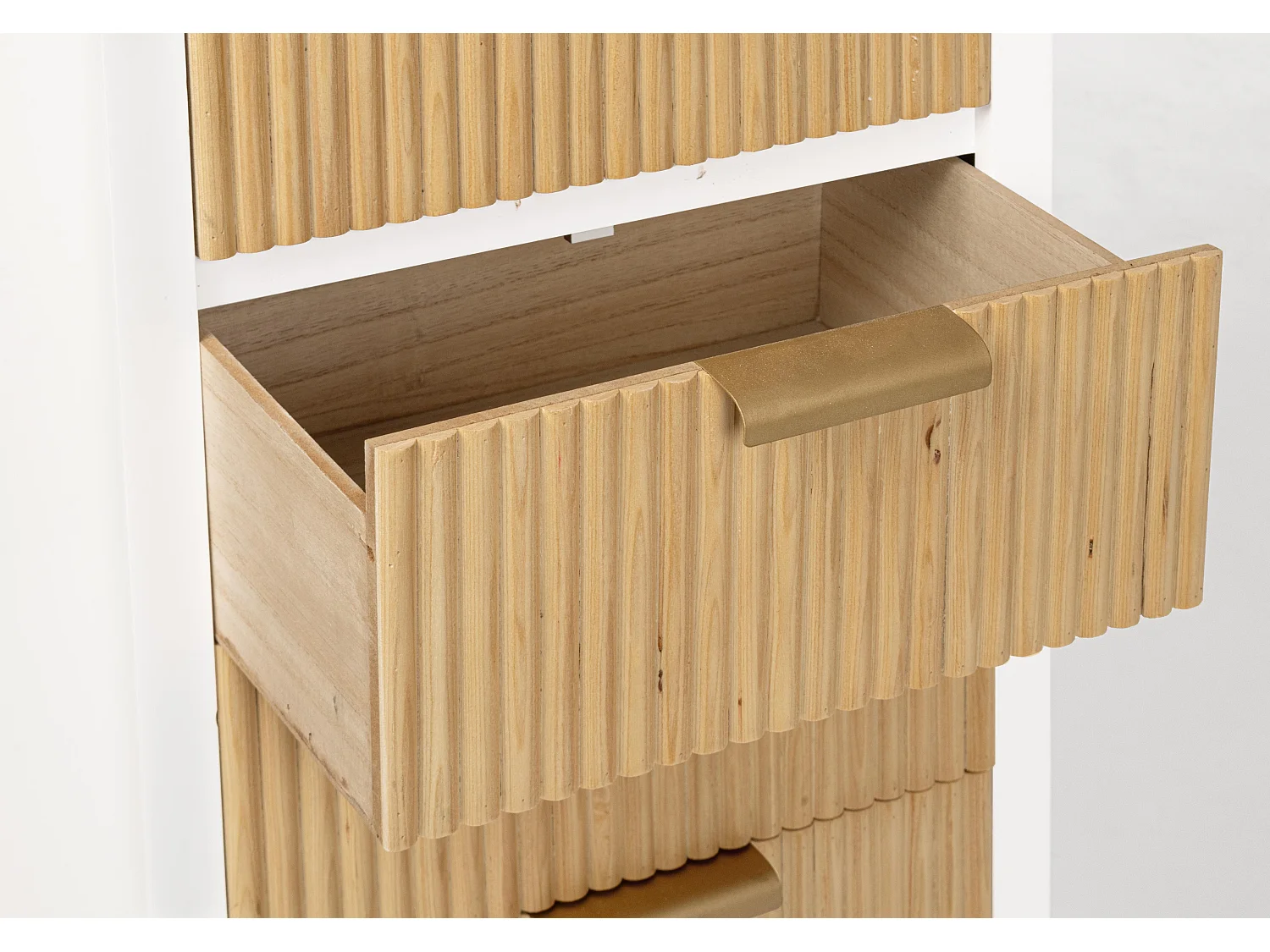 Chiffonnier 5 tiroirs CHARLEY – Blanc & naturel