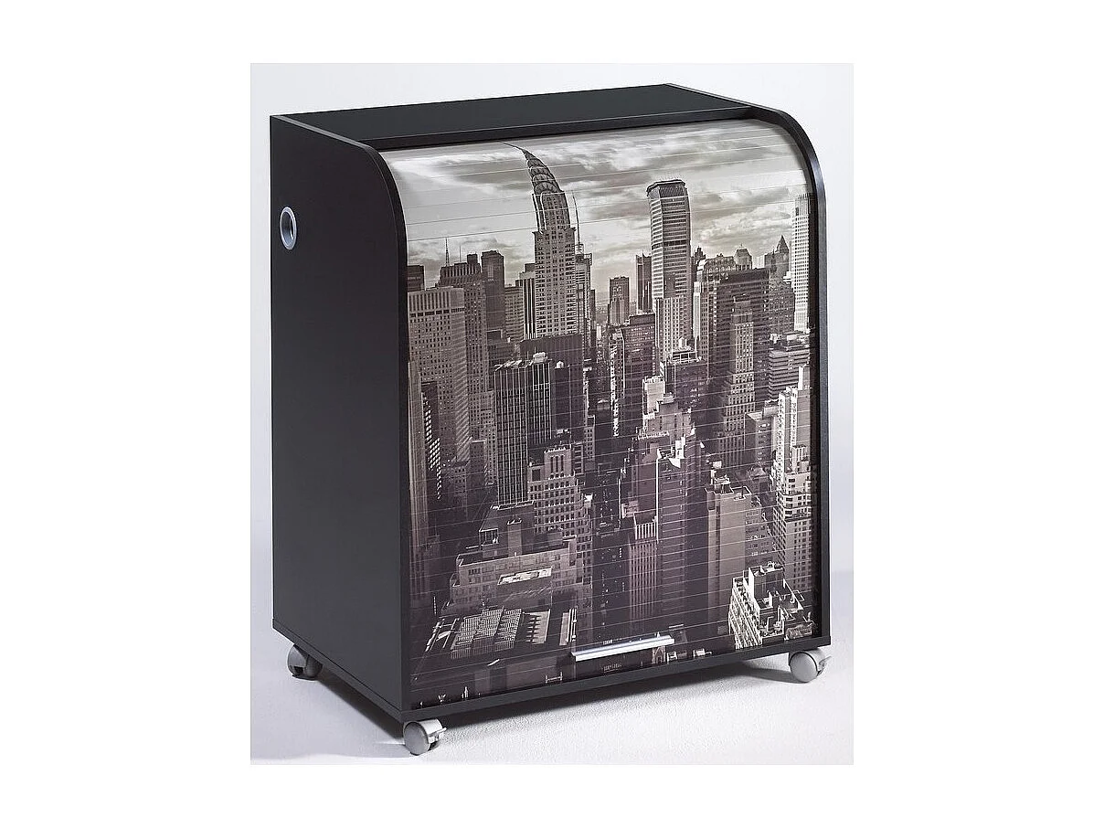 Bureau informatique noir à rideau imprimé New York Must 80cm