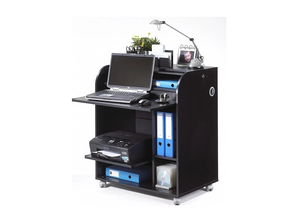 Bureau informatique noir à rideau imprimé New York Must 80cm