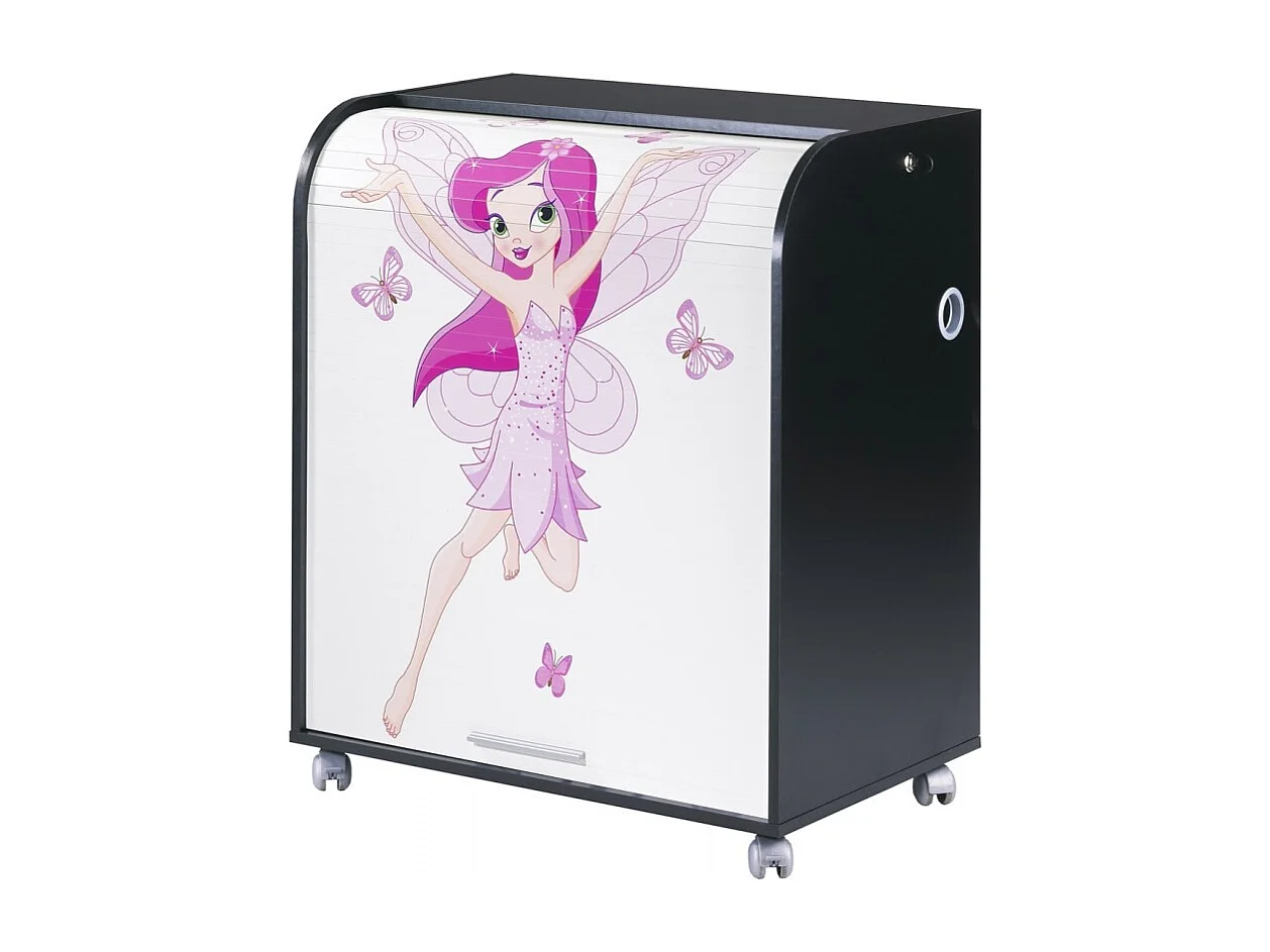 Bureau informatique noir à rideau imprimé fée Must 80cm