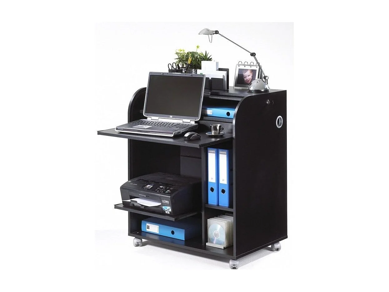 Bureau informatique noir à rideau imprimé fée Must 80cm