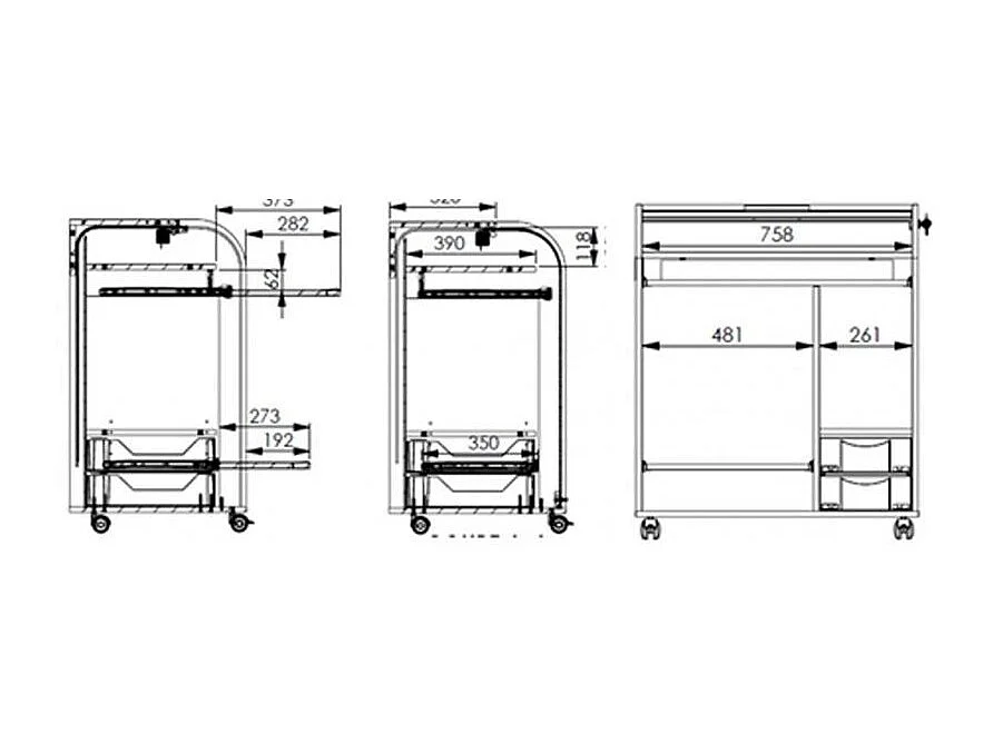 Bureau informatique noir à rideau imprimé fée Must 80cm