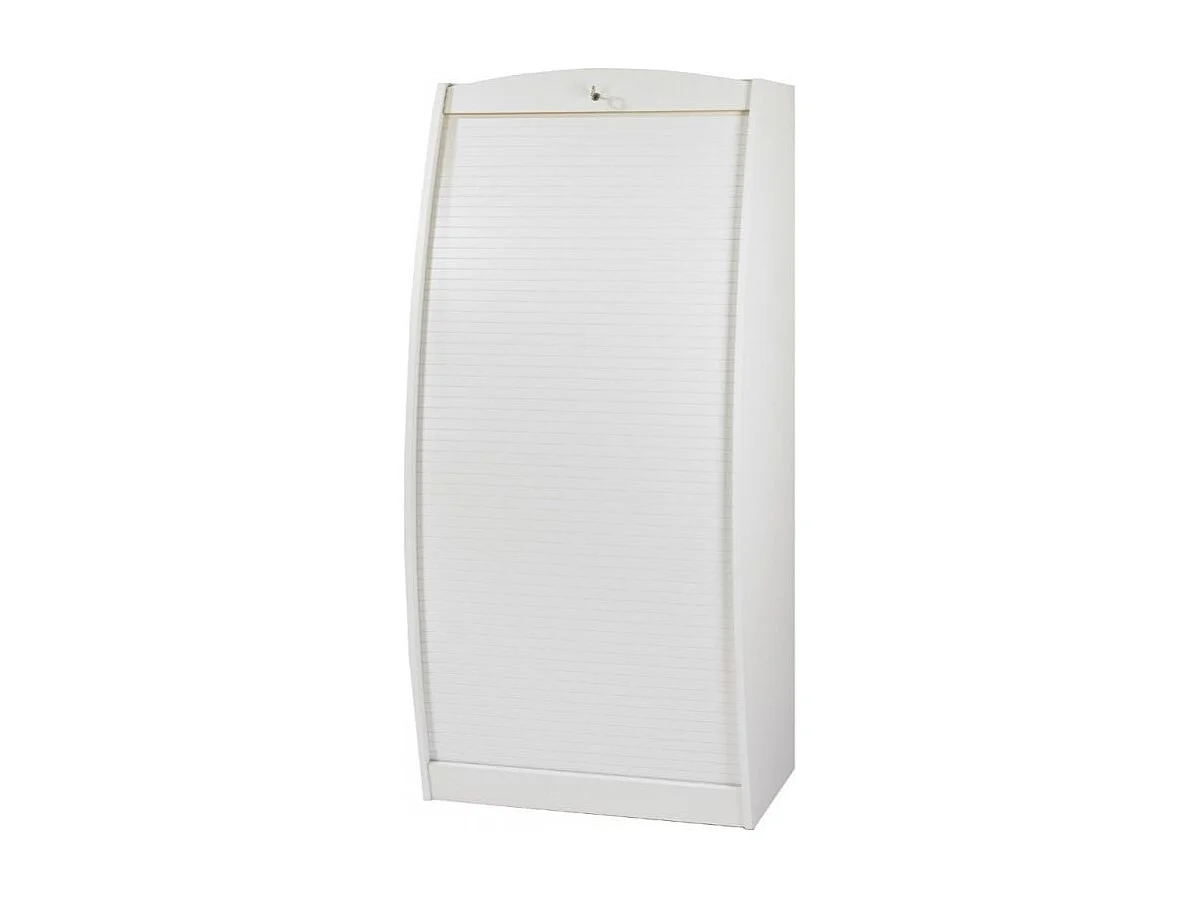 Armoire informatique à rideaux bois blanc Patrick 80cm