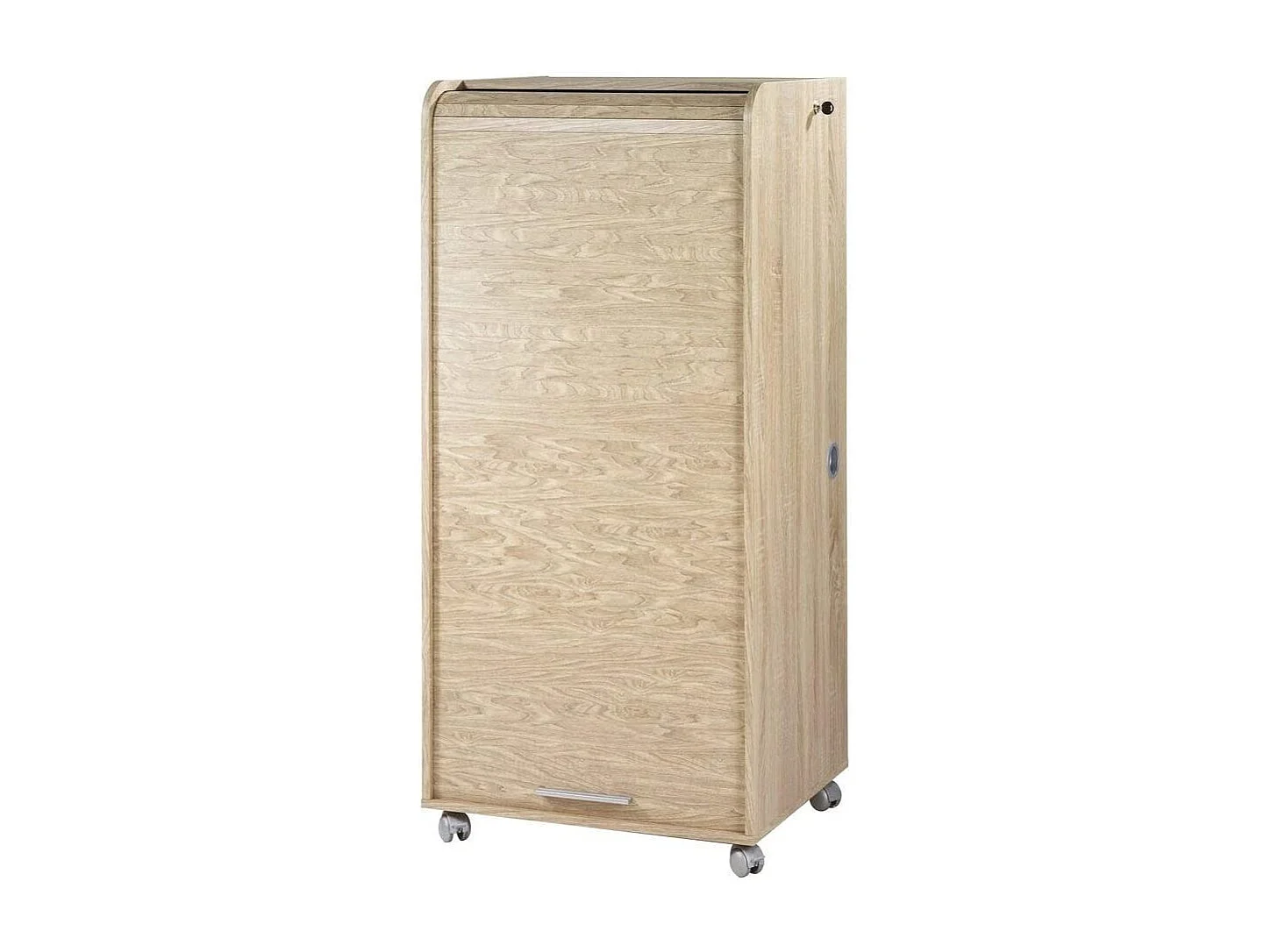 Meuble informatique à rideau chêne naturel Orga 140cm