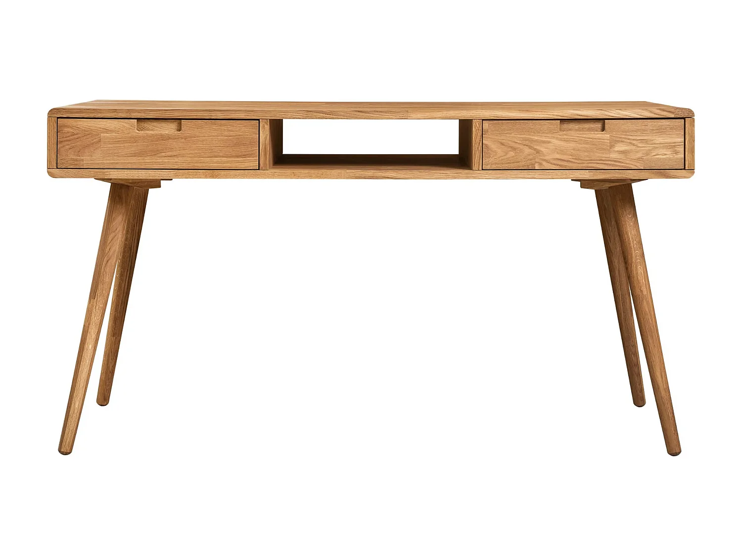 Bureau en bois de chêne massif avec 2 tiroirs Kundy 140cm