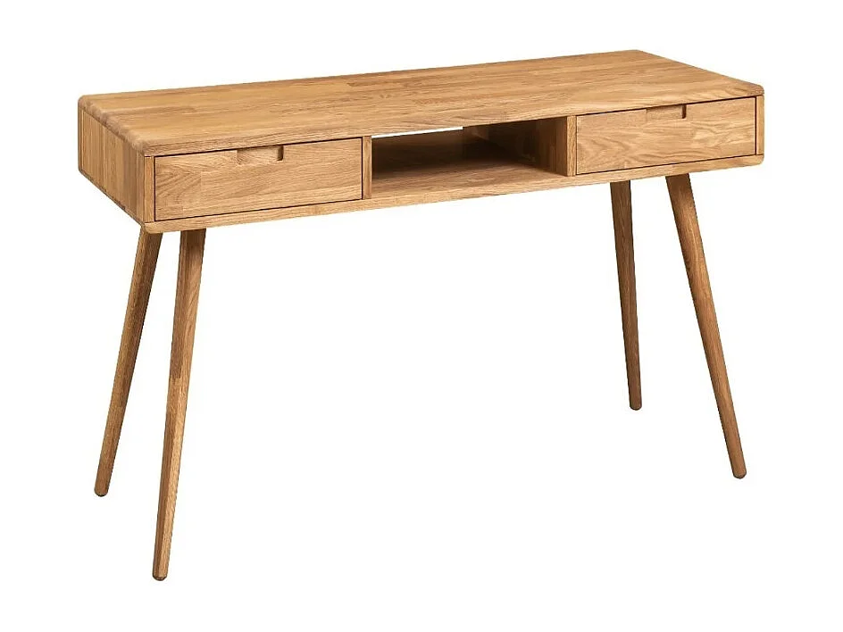 Bureau en bois de chêne massif avec 2 tiroirs Kundy 140cm