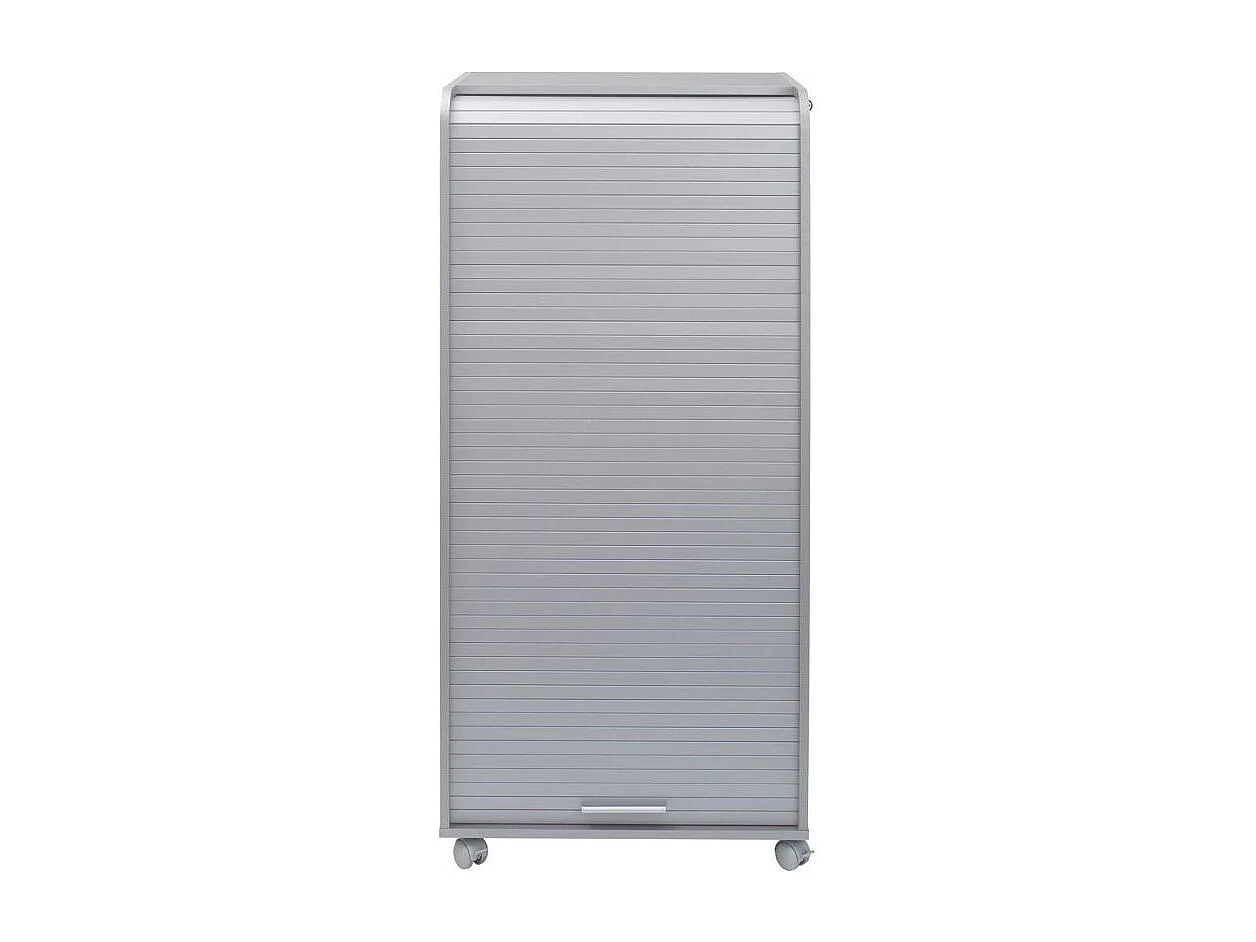 Meuble informatique à rideau gris Orga 140cm