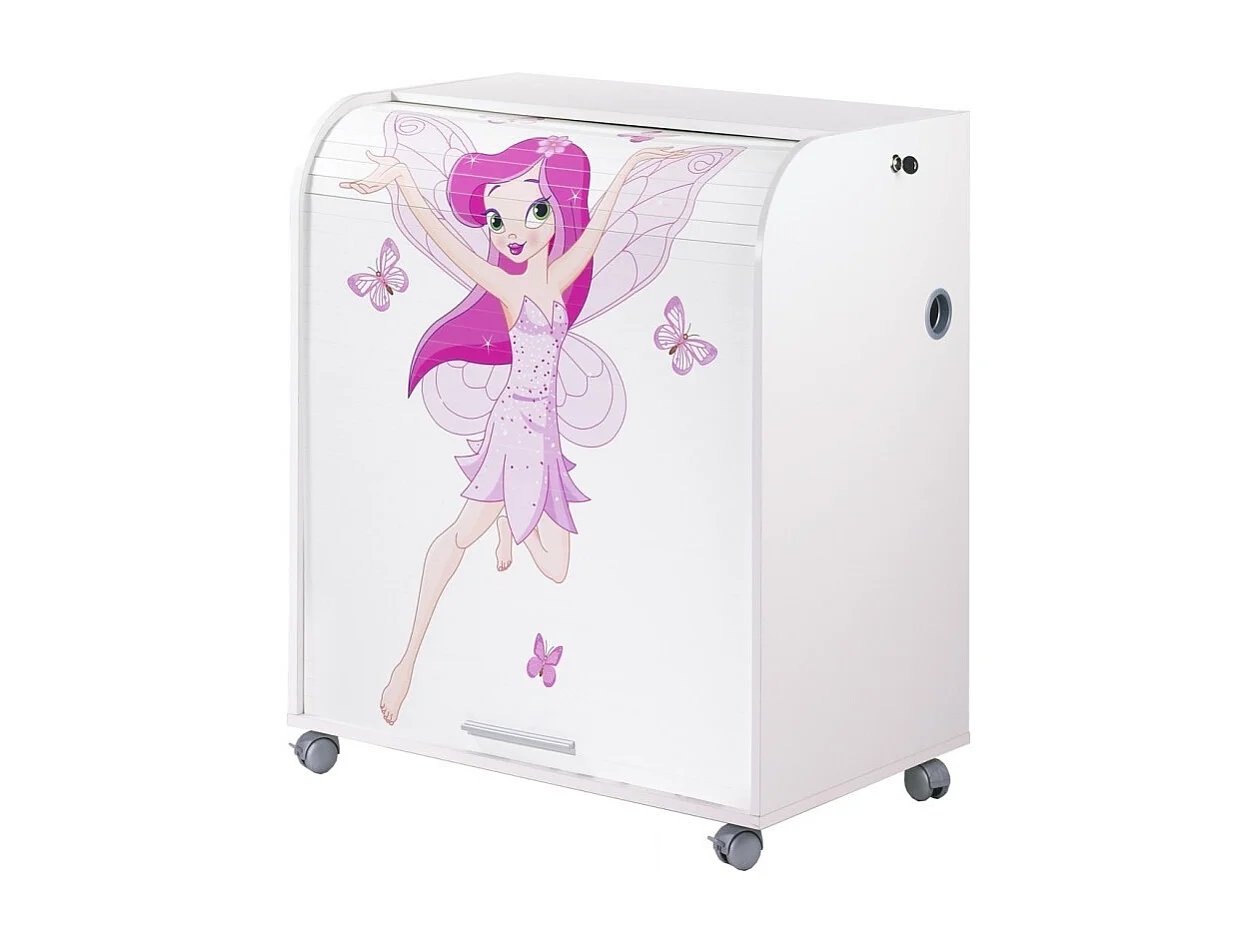 Bureau informatique blanc à rideau imprimé fée Must 80cm