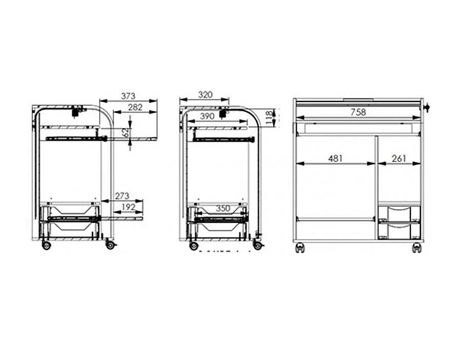 Bureau informatique blanc à rideau imprimé fée Must 80cm