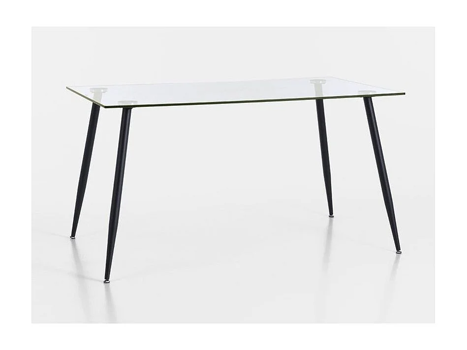 Bureau verre trempé transparent et pieds métal noir Fuse 120cm